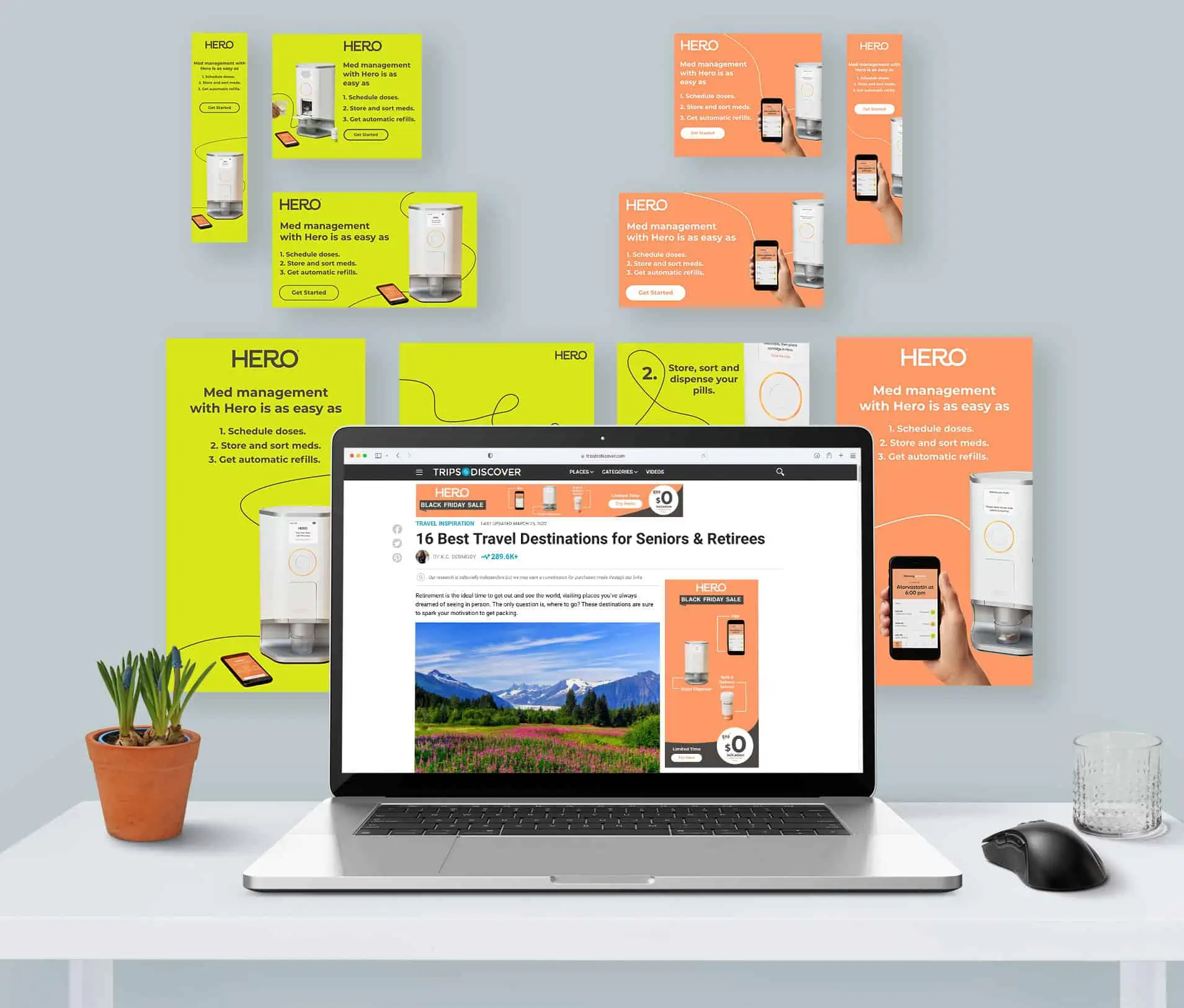 an image of banners around a laptop