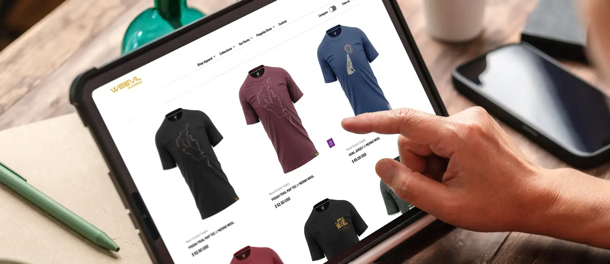 image of someone shopping an e-commerce store on a tablet